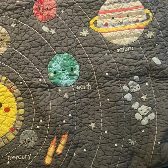 Crate & Barrel (Crate & Kids) Outer Space Baby Crib Quilt - Picture 7 of 9